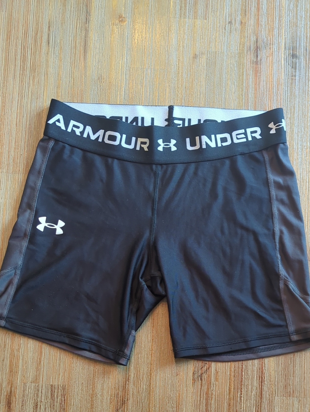 Under Armour Men's Black Training Compression Shorts with White Logo